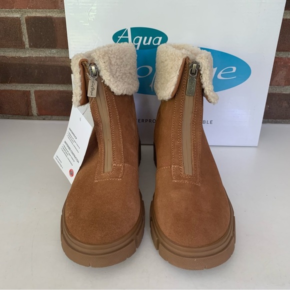Aqua College Womens Perla Tan Suede Winter Zipper Ankle Boots US 7.5 M - Picture 2 of 9